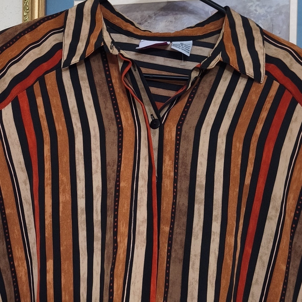 Vintage Contemporary Long Sleeve Button-Up Shirt Size Large Career Scandinavian - Picture 6 of 11